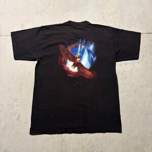 Vintage Bald Eagle Wild Free T Shirt 3D Graphic Black Mens Size L Single Stitch